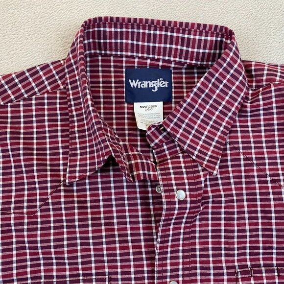 Wrangler Mens Shirts Large Lot of 2 Long Sleeve Button Up Patterned Business Red - Picture 11 of 16